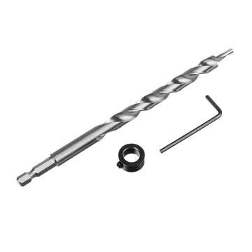 3/8 Inch Drill Jig Guide Round Twist Step Drill Bit Set Hex Shank with Stop Collar For Manual Pocket