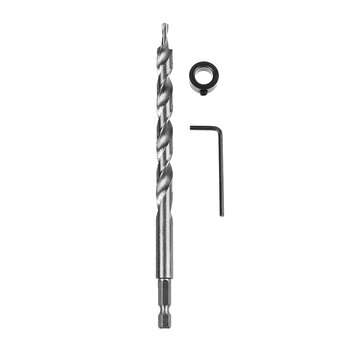 3/8 Inch Drill Jig Guide Round Twist Step Drill Bit Set Hex Shank with Stop Collar For Manual Pocket