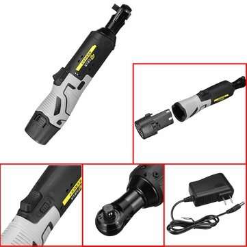 3/8`` 32N.m 12V Cordless Electric Wrench Right Angle Ratchet Wrench Tool with 2 Battery