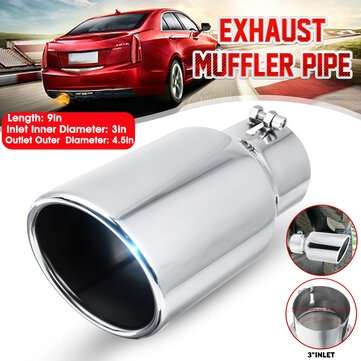 3`` Inlet 4.5`` Outlet Car Exhaust Muffler Pipe Tail Tube Stainless Steel (COLOR: SILVER)