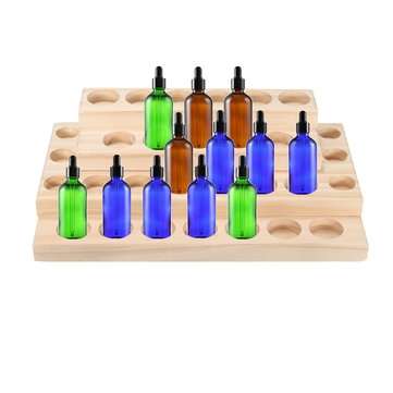 30 Slots Wooden Bottles Stand Organizer Storage Board for Essential Oil Aromatherapy