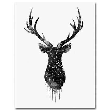 30*40cm Deer Head Animal Canvas Poster Watercolor Painting Modern Hanging Picture Home ... (TYPE: 2)