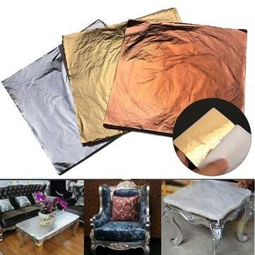 300 Sheets 14x14cm Imitation Gold Sliver Copper Aluminum Leaf Gilding Craft DIY
