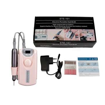 30000RPM Electric Polisher Nail Drill Machine Portable Manicure Ped... (PLUG: EUPLUG | COLOR.: PINK)
