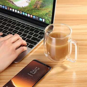 300ML Glass Coffee Tea Cup Heat Resistant Double Layer Glass Handle Double Wall Coffee Cup