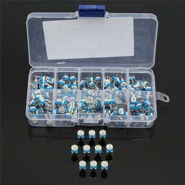300Pcs 10 Values Variable Resistor 500R To 1M RM065 Carbon Film Horizontal Trimpot Potentiometer Ass