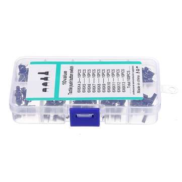 300pcs 10 Models 6x6 Tact Switch Tactile Push Button Switch Kit Height 4.3MM-13MM DIP 4P Micro Switc