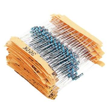 300pcs 1/6W 1% Metal Film Resistor Kit 10 ohm - 1M ohm Color Ring Resistance 10R-1MR Resistor Assort
