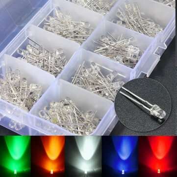 300PCS 3MM 5 Color Assortment Round Clear Bright LED Light Emitting Diodes Lamp