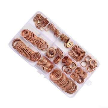 300Pcs Copper Seal Gasket Box M5-M20 Copper Oil Seal Washer Type O Gasket