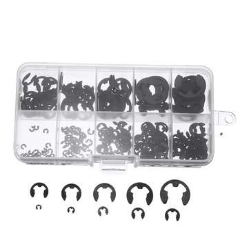 300PCS Manganese Steel E-type Circlip Retaining Ring 1.5-10mm Combinations Black