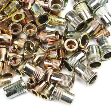 300Pcs M3/4/5/6/8/10/12 Carbon Steel Zinc Plated Rivet Nut Flat Head