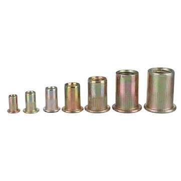 300Pcs M3/4/5/6/8/10/12 Carbon Steel Zinc Plated Rivet Nut Flat Head