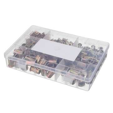 300Pcs M3/4/5/6/8/10/12 Carbon Steel Zinc Plated Rivet Nut Flat Head