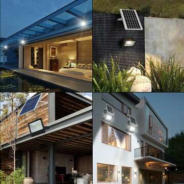 300W Solar Powered LED Street Wall Flood Lamp Garden Spotlight with 5M Extension Wire + Remote Contr