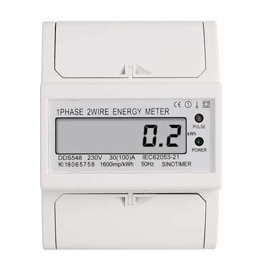 30-100A 230V LCD Display Single-phase Electric Watt-hour Meter DIN-rail Type Installation Household