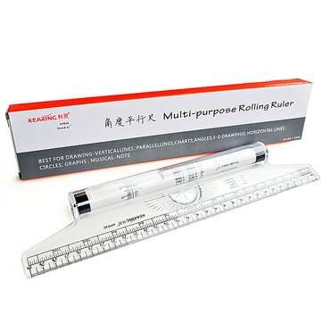 30CM Multi-purpose Rolling Ruler Plastic Protractor Scale Angle Ruler Stationery School Students Pai