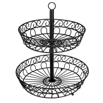 30cm Kitchen Restaurant Fruit Vegetable Basket 2 Tier Iron Rack Storage Organizer Stand Holder