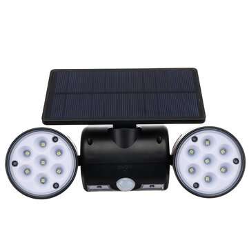 30LED Solar Power PIR Motion Sensor Wall Light Adjustable Dual Head Outdoor Spot Lamp