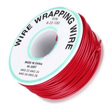30M 22AWG Black/Red UL 1007 Cable Line PCB Wire Tinned Copper Solid Wires OK Line El... (COLOR: RED)