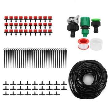 30pcs 25M Tubing Hose Micro Drip Irrigation System Automatic Garden Plant Watering Device Kit