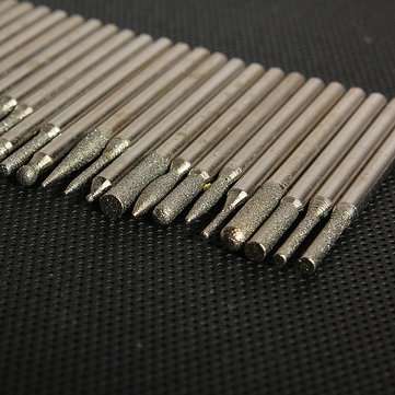 30pcs 3MM Titanium Diamond Burrs Bur Bit Set Dremel Rotary Tool Set