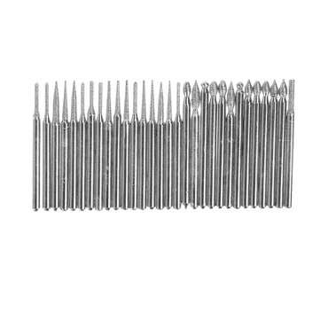 30pcs 3mm Shank Diamond Grinding Burr Needle Point Engraving Carving Polishing Glass Jade Stone Dril