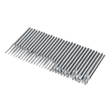 30pcs 3mm Shank Diamond Grinding Burr Needle Point Engraving Carving Polishing Glass Jade Stone Dril