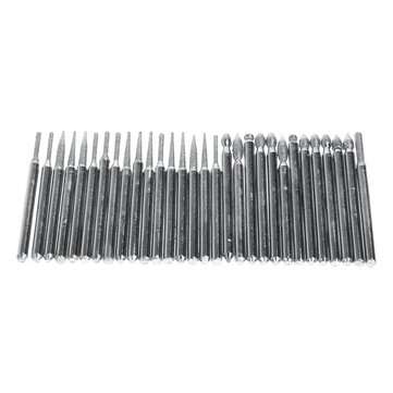 30pcs 3mm Shank Diamond Grinding Burr Needle Point Engraving Carving Polishing Glass Jade Stone Dril