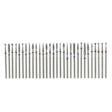 30Pcs Diamond Grinding Head Tungsten Carbide Grinding Polishing Bits for Nail (SIZE: B)