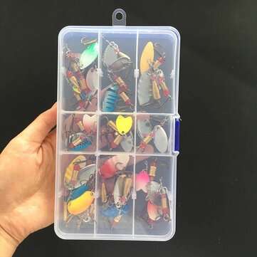30pcs Metal Spinners lure box Ideal Perch Salmon Pike trout Fishing Hooks + Box