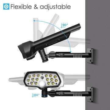 30W 16LED Solar Panel Street Light PIR Motion Sensor 360 Diming Outdoor Wall Lamp for Garden Road