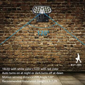 30W 16LED Solar Panel Street Light PIR Motion Sensor 360 Diming Outdoor Wall Lamp for Garden Road