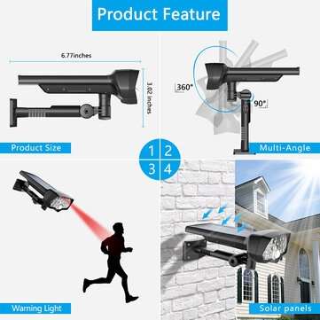 30W 16LED Solar Panel Street Light PIR Motion Sensor 360 Diming Outdoor Wall Lamp for Garden Road