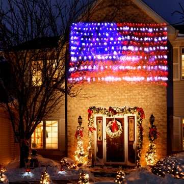 30V 420LEDs American Flag Net Lamp Outdoor Waterproof String Light Yard Home Holiday Decoration US P
