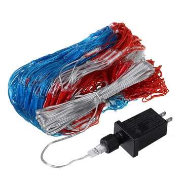 30V 420LEDs American Flag Net Lamp Outdoor Waterproof String Light Yard Home Holiday Decoration US P