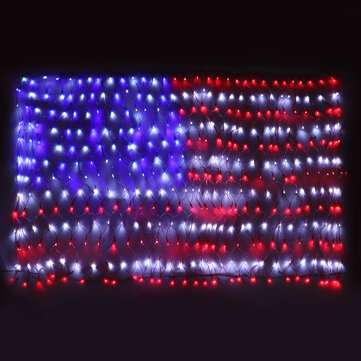 30V 420LEDs American Flag Net Lamp Outdoor Waterproof String Light Yard Home Holiday Decoration US P