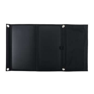 30W 5V Foldable Black Solar Panel Power Bank Pack with Dual USB for Camping Hiking