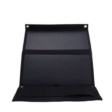 30W 5V Foldable Black Solar Panel Power Bank Pack with Dual USB for Camping Hiking