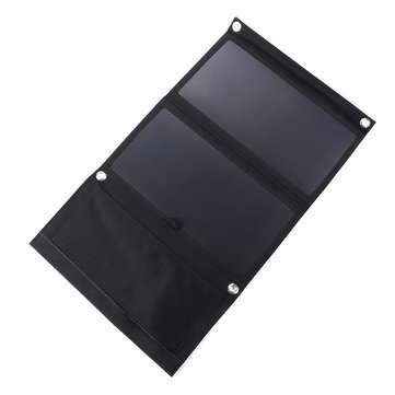 30W 5V Foldable Black Solar Panel Power Bank Pack with Dual USB for Camping Hiking