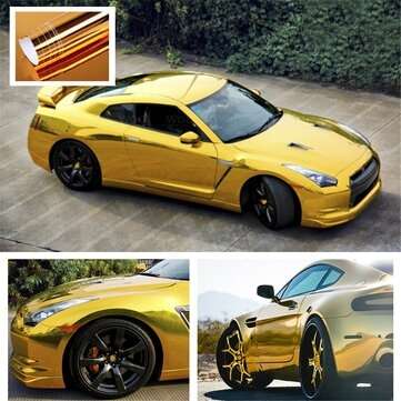30x152cm Chrome Vinyl Car Wrap Sticker Decal Sheet Film Decor Sticker (COLOR.: GOLD)