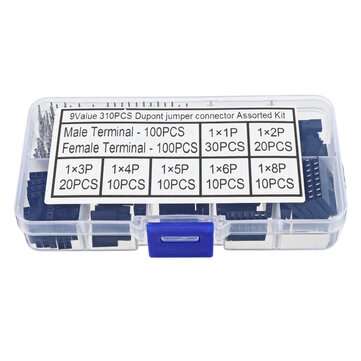 310Pcs 2.54mm Dupont Wire Jumper Line Cable 1/2/3/4/5/6/8 Pin Header Male+Female Connector Housing D