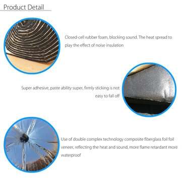 30x50cm Sound Proofing Deadening Mat Aluminum Foil Foam Anti Flame Retardant 7mm