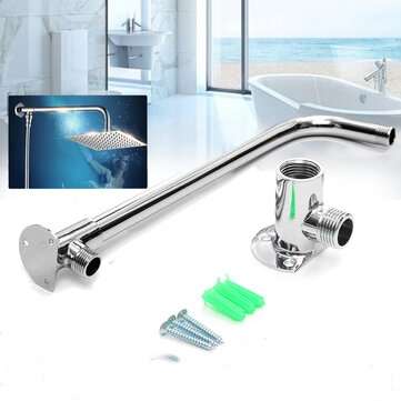 31cm Bathroom Chrome Wall Mounted Shower Extension Arm Pipe Bottom Entry for Rain Shower Head