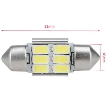 31MM Festoon 5630 6SMD Canbus Error Free Car White LED Interior Dome Light Bulb