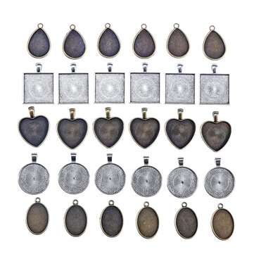 31Pcs Time Gem Epoxy Mould Combination Set With Round Oval Alloy Base