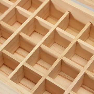 32 Holes Essential Oils Wooden Box Container Solid Pine Pure Natural Wood Storage Case
