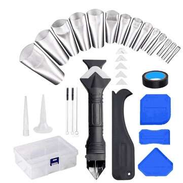 32Pcs Caulking Nozzle Silicone Remover Caulk Finisher Sealant Smooth Scraper Grout Kit Tools Plastic