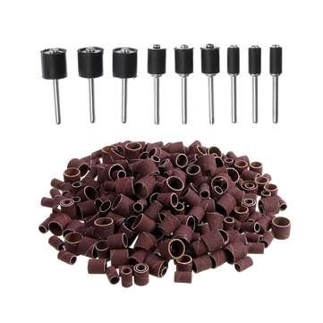 338pcs 1/4 3/8 1/2 Inch Sanding Drum Sleeves Sandpaper Ring Set for 3.175mm Shank Rotary Tool