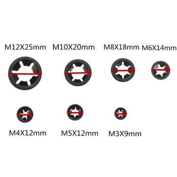 340Pcs Starlock Washers Push On Lock Star Nut Fastener Clips Lock Set M3-M12